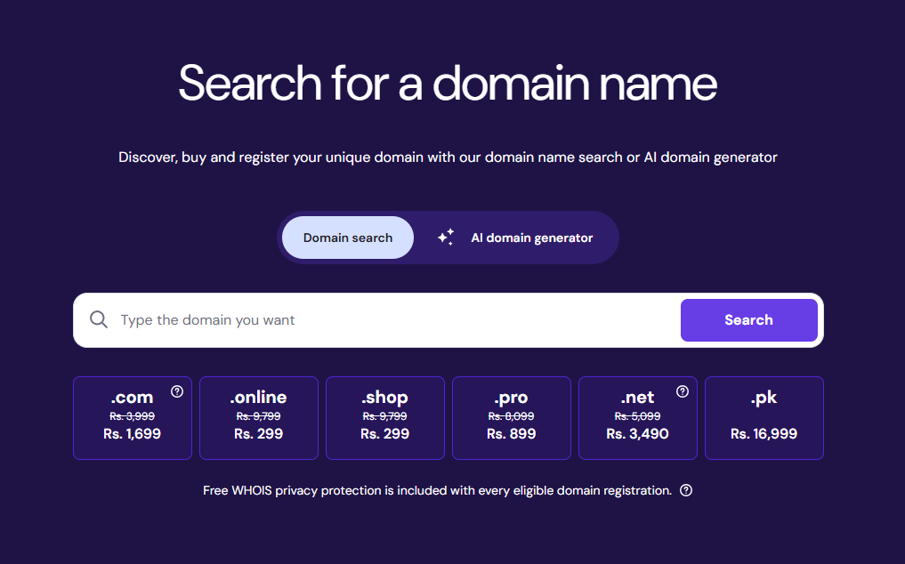 hostinger domain search