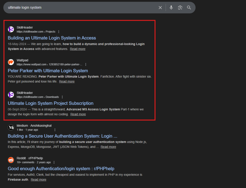ultimate login search