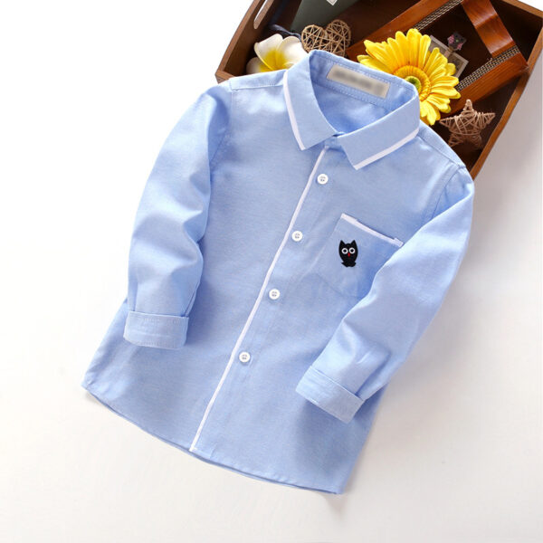 Blue Long Sleeve Boys Shirt with Soccer Patch