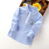 Blue Long Sleeve Boys Shirt with Soccer Patch