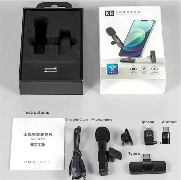 704-86-466666-product-5.jpg K8 Wireless Mic Black 3-in-1 Bluetooth 5