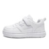 Kids Leather Board Shoes White Sea Blue School Sports Wear