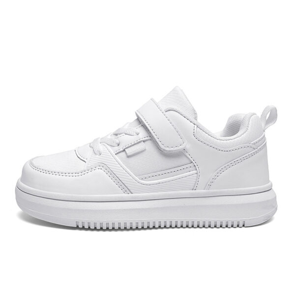 Kids Leather Board Shoes White Sea Blue School Sports Wear
