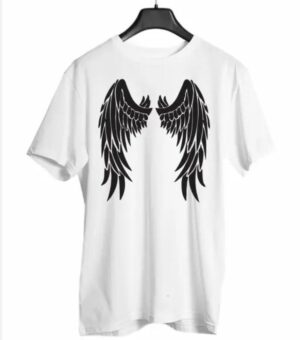 1069-167-363743-product-1.jpg Men White Angel Wings Printed T-Shirt Set Medium to XL