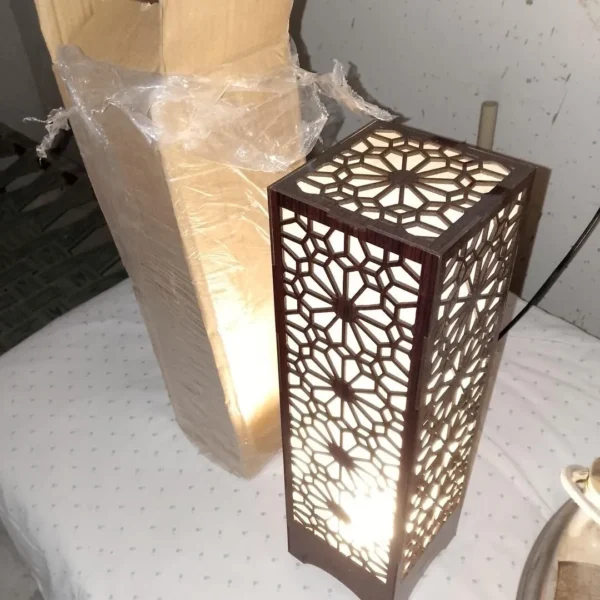 1261-408-672101-product-1267.webp Wooden Floor Lamp with Geometric Cutouts Dark Brown Golden Glow