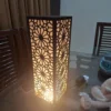 1261-408-672101-product-1268.webp Wooden Floor Lamp with Geometric Cutouts Dark Brown Golden Glow