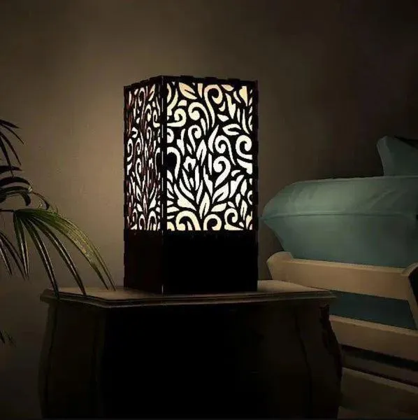 1261-408-672752-product-1.webp Wooden Side Table Lamp with Laser Cut Floral Design