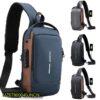 Men Crossbody Bag Black Grey Blue Nylon 12"
