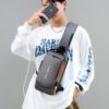 Men Crossbody Bag Black Grey Blue Nylon 12"