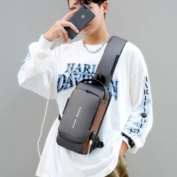 Men Crossbody Bag Black Grey Blue Nylon 12"