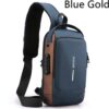 Men Crossbody Bag Black Grey Blue Nylon 12"