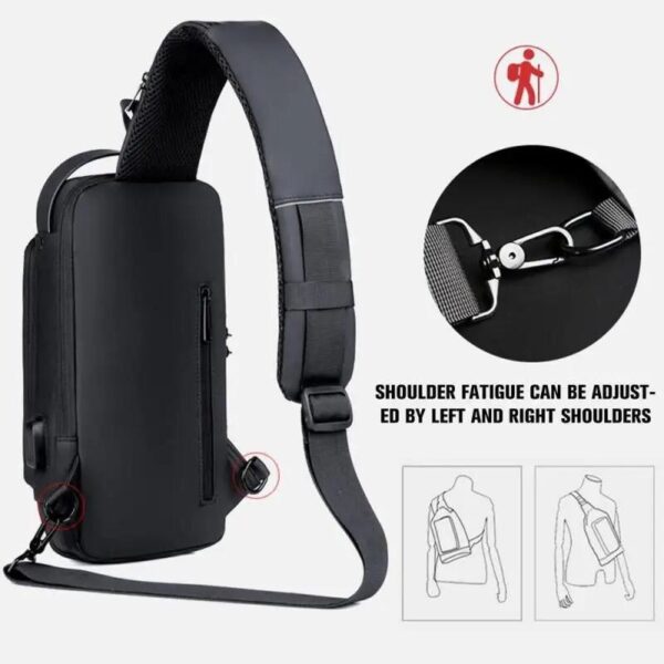 Men Crossbody Bag Black Grey Blue Nylon 12"